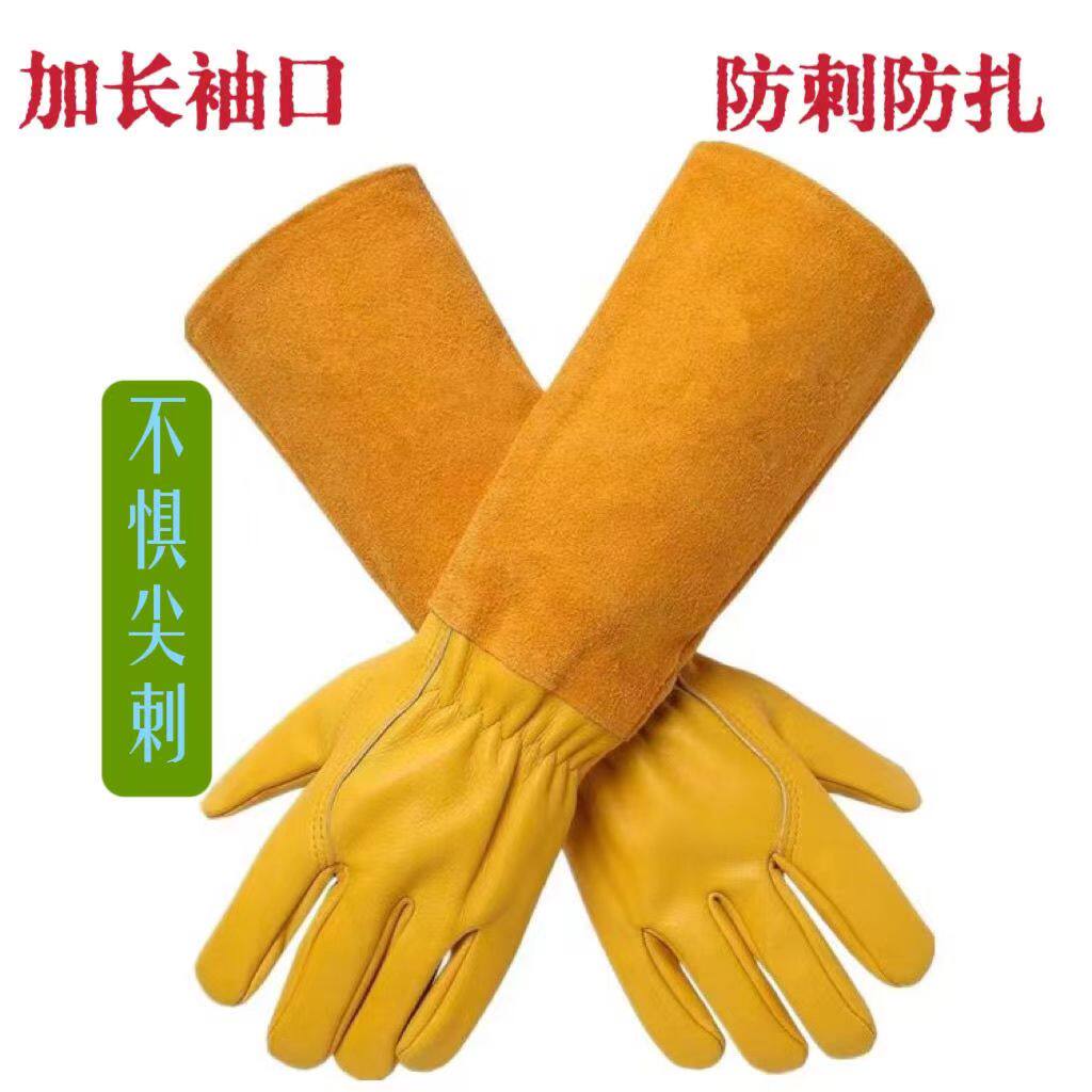 防刺手套真皮园艺专用玫瑰月季花修剪防耐磨摘花椒剪防扎加厚加长