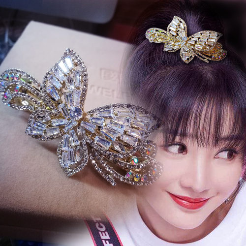 小清新女蝴蝶弹簧发夹精美防夹发
