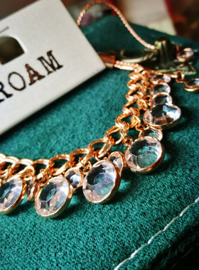 透明水滴刚才玫瑰金外单抽拉手链