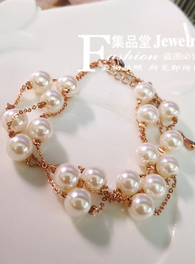 太钢贝壳珍珠韩版不褪色手链独特