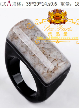 欧美风黑玛瑙水晶大戒指送男友