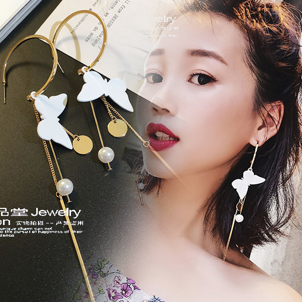 韩国欧美饰品风格流行时尚原创手工夸张流苏蝴蝶性感耳圈耳环主播