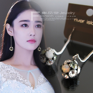 日韩欧美风夸张流行时尚饰品闪亮水钻彩球耳环耳坠无耳洞宝石耳夹