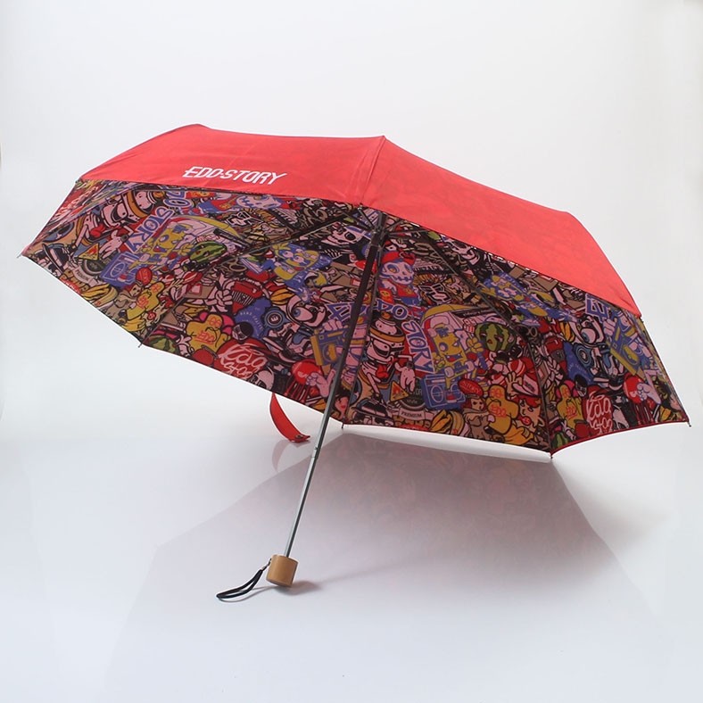 嘻哈晴雨伞折叠两用太阳伞防晒遮阳伞防紫外线女双层三折出口韩国