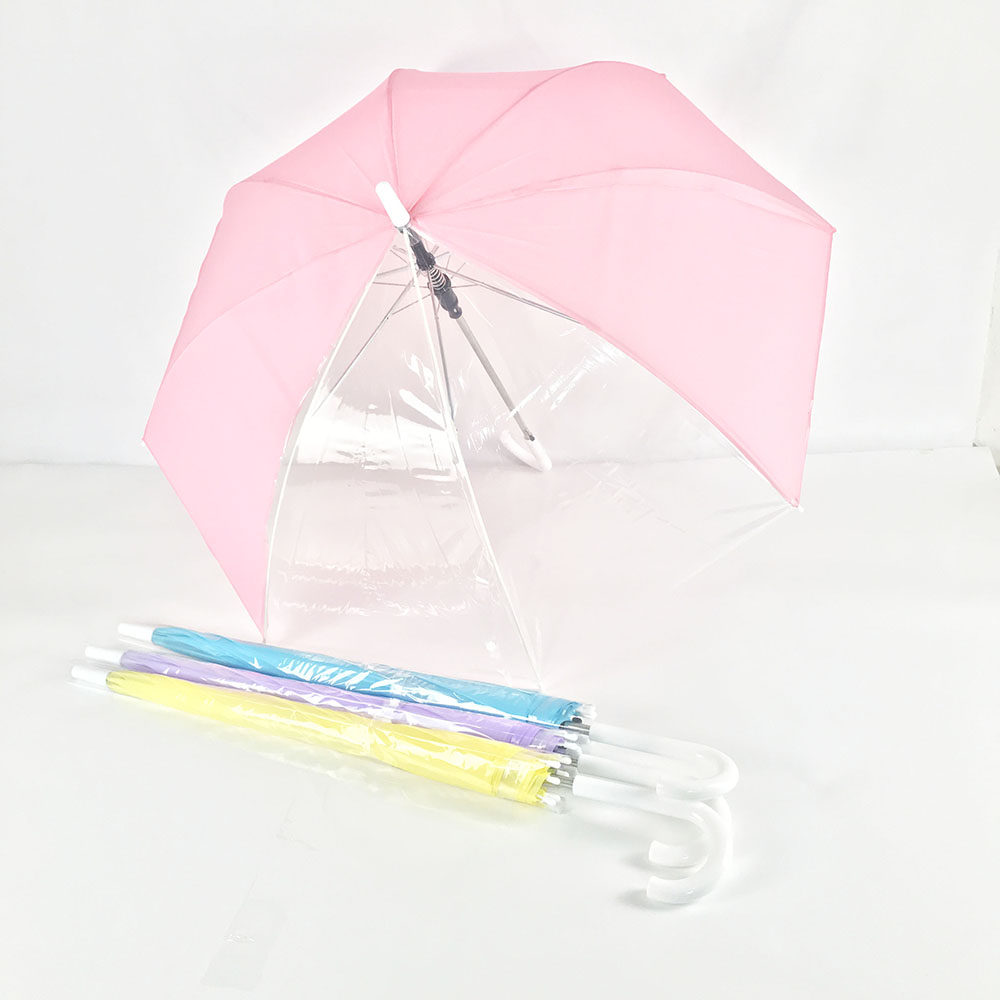 纤维骨伞架两片透明可视雨伞纯色