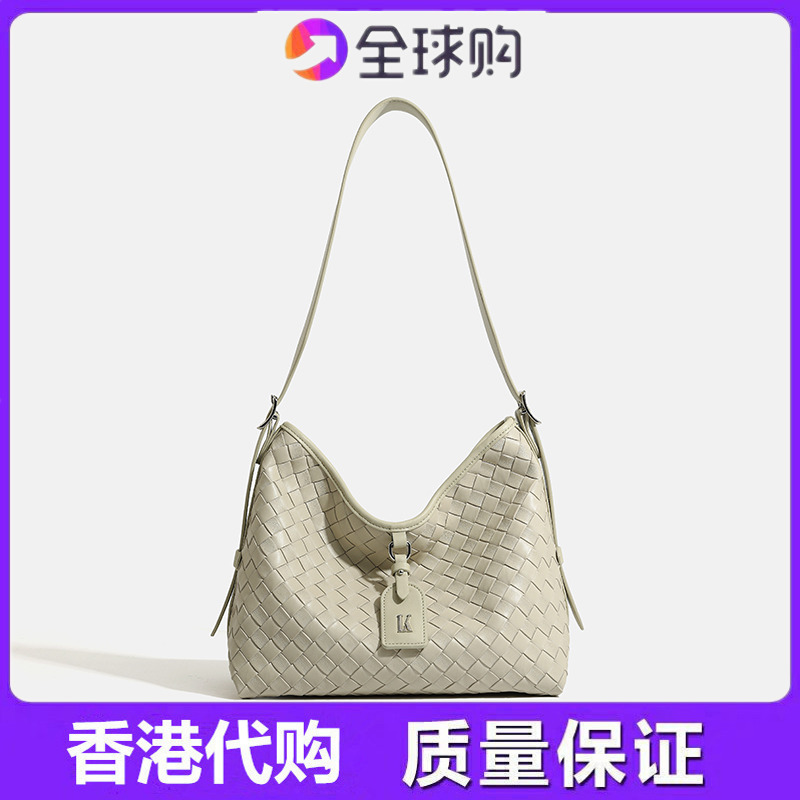 真皮女包2025新款夏季时尚编织水桶包女士高级感百搭大容量腋下包