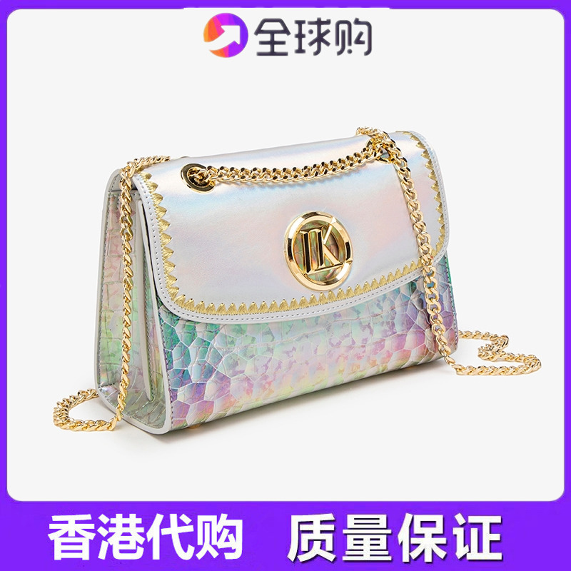 彩虹色2025新款时尚链条小方包