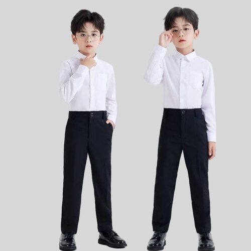 男童衬衫礼服儿童白衬衣黑裤子套装中大童正装小学生钢琴演出服春