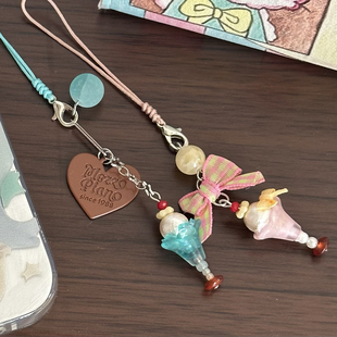 甜点屋系列手机链一加一shop原创设计手作串珠冰淇淋包包饰品挂件