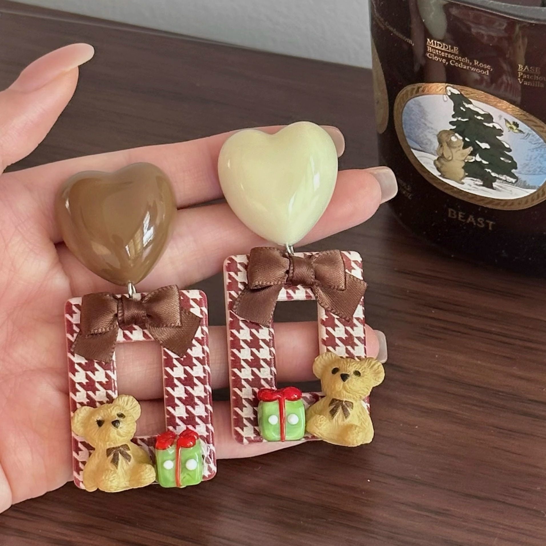 橱窗小熊｜一加一原创设计复古圣诞可爱耳钉阻力耳夹礼物童话感,饰品/流行首饰/时尚饰品新,耳环,淘宝优惠券,粉丝福利购,淘宝优惠卷