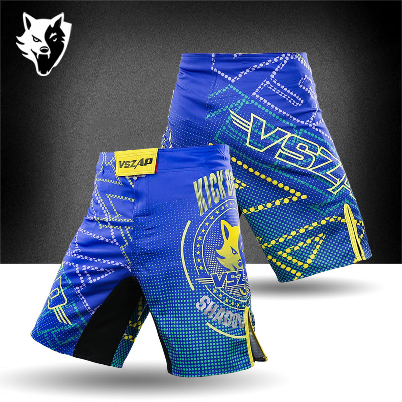 VSZAP蓝影战裤短裤踢拳比赛运动短裤男UFCMMA训练泰拳击