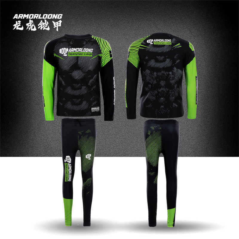 AL训练营春秋紧身MMA套装长袖长裤速干柔术儿童比赛训练定制UFC