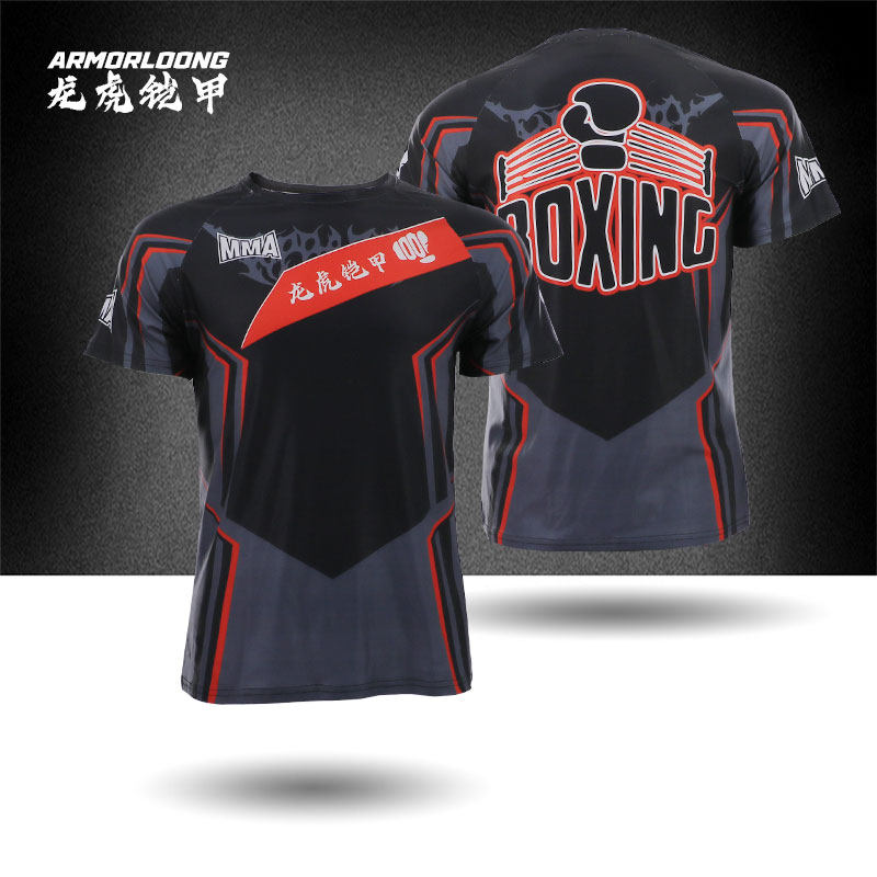 UFC柔术比赛速干运动T恤MMA格斗泰拳击服战队搏击定制俱乐部短袖
