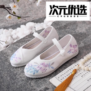 春秋新款平底绣花鞋古风汉服鞋民族风老北京布鞋演出舞蹈配旗袍鞋