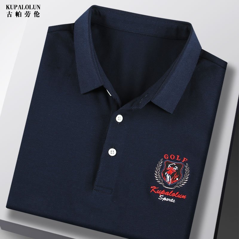 蓝色夏季男装短袖T恤纯棉高尔夫打GOLF球服运动休闲上衣服POLO衫