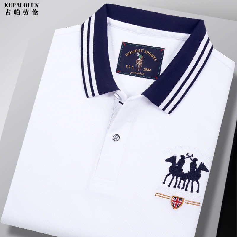 保罗纯棉polo衫白色短袖T恤男高端刺绣上衣时尚休闲半袖体恤夏季