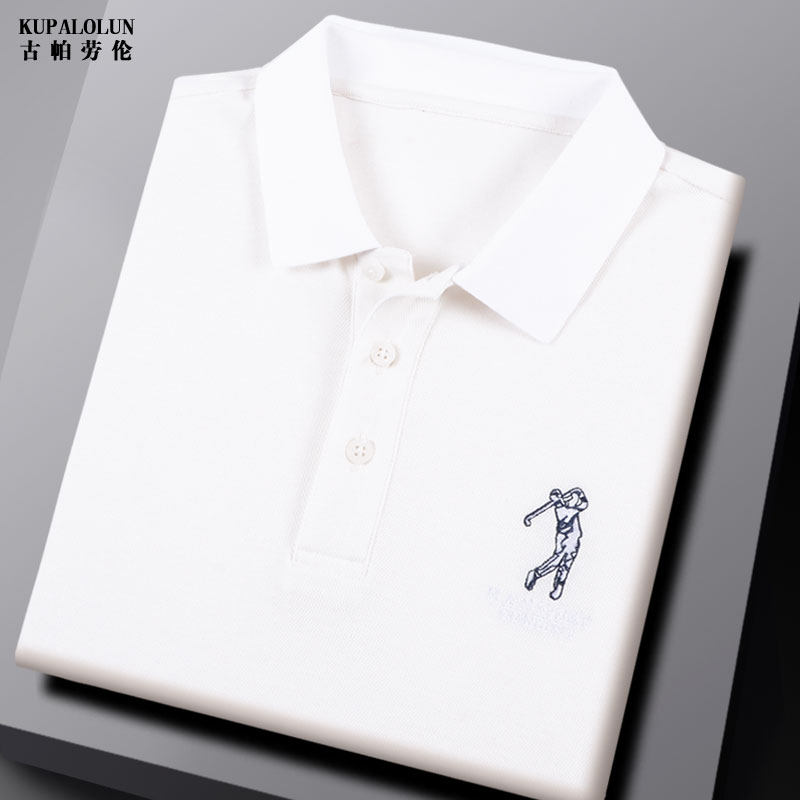 高端品牌polo衫全棉白色翻领t恤图片