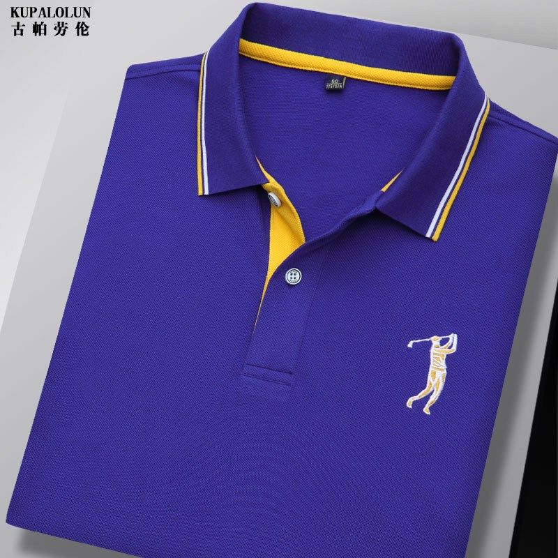 夏季纯棉体恤半袖polo衫青年商务休闲高尔夫短袖T恤大码有领上衣