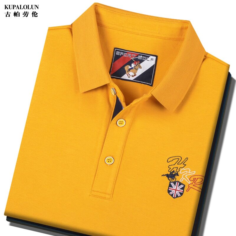 品牌男装春秋季双丝光棉长袖T恤纯色翻领时尚休闲polo衫上衣体恤