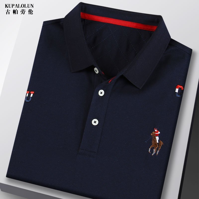 保罗polo衫正品男装翻领短袖T恤男士打底体恤纯棉蓝色半袖春夏季