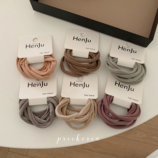 韩国6条装 莫兰迪色小清新发圈发绳头绳扎头发皮筋 纯色简约基础款