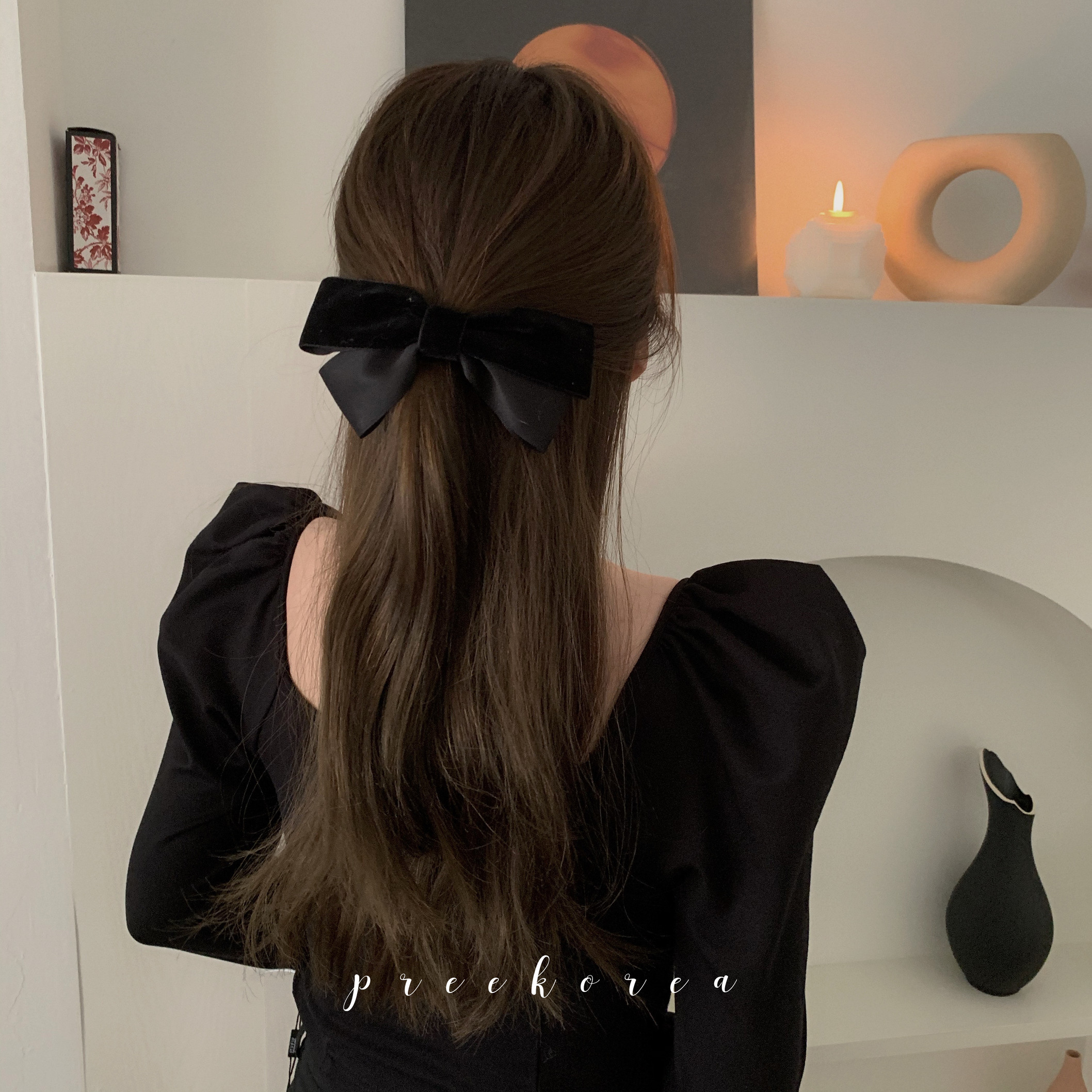 韩国丝绒蝴蝶结其他混纺面料复古