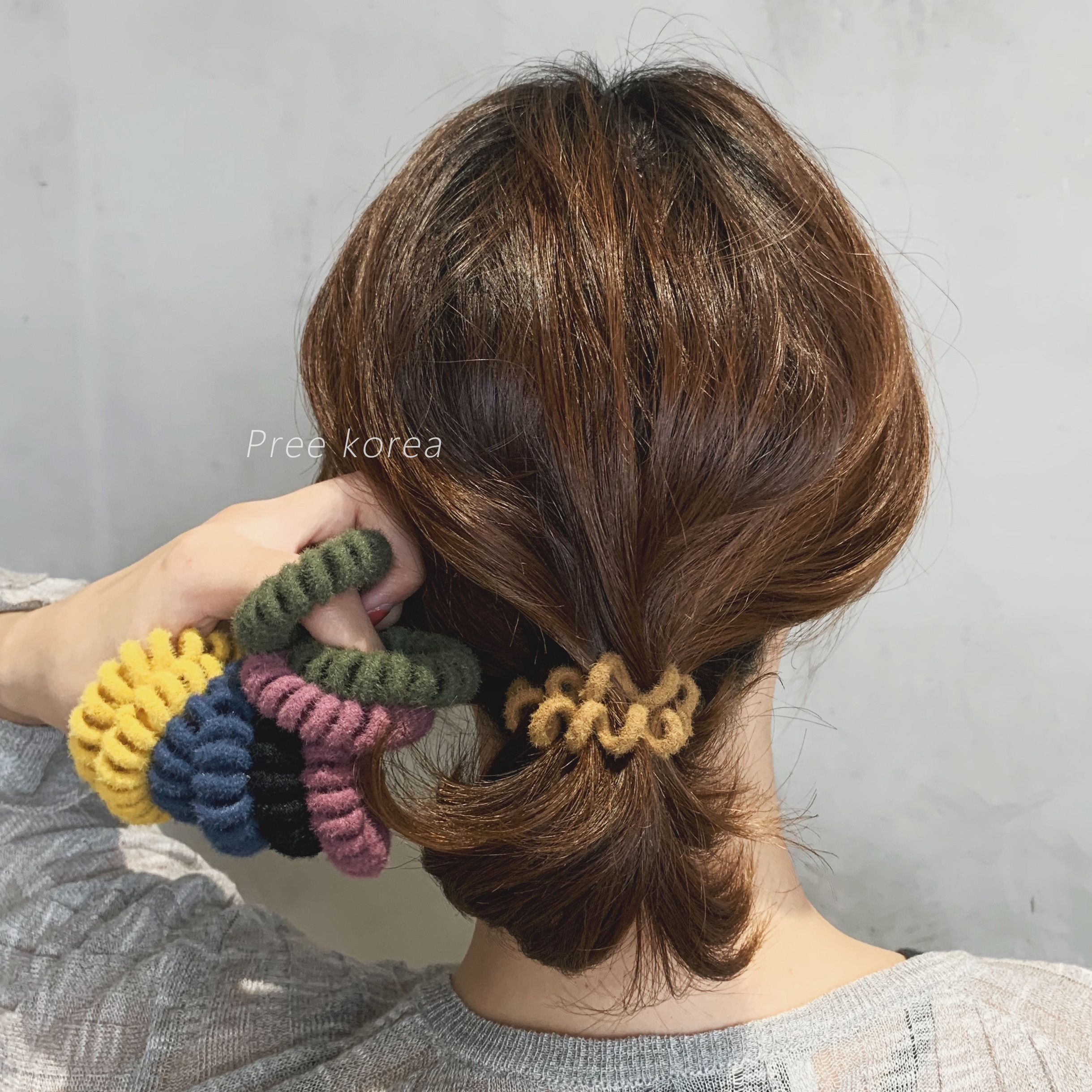 彩色电话线毛绒发绳扎头发皮筋