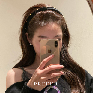 Pree心动讯号韩系复古俏皮丝绒爱心发箍女高颅顶头箍防滑压发发卡