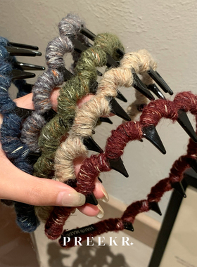 Pree韩系秋冬毛线倒插梳发箍女高级感发卡头饰洗脸压发头箍发饰