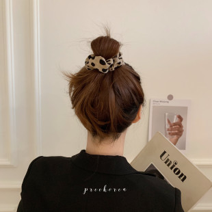 Pree大肠圈气质复古印花布艺发绳丸子头2026新款 慵懒扎头发头绳