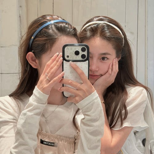 Pree·“blue&pearl”法式质感醋酸发箍女显脸小高颅顶头箍发饰
