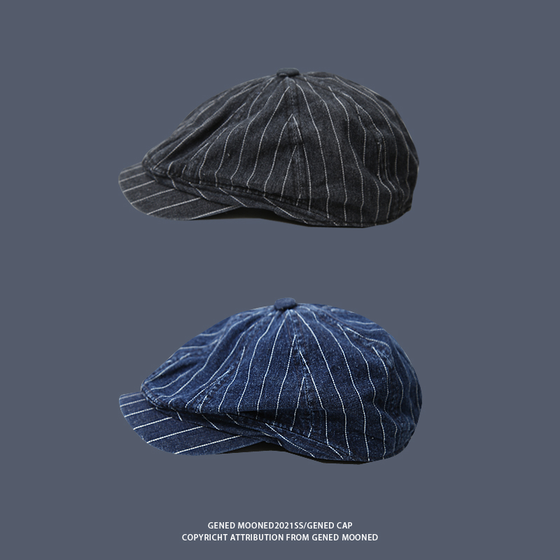 鸭舌帽子guleswy复古日系条纹