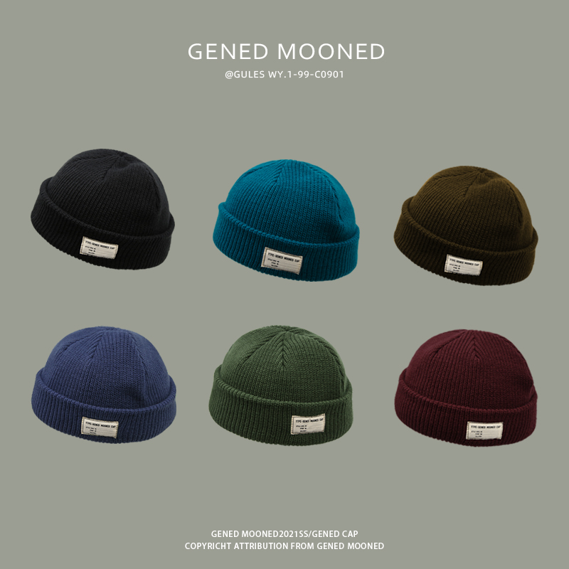 GULESWY冬季日系复古韩版针织帽毛线帽子男女保暖百搭瓜皮冷帽潮