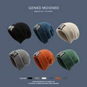 GULESWY冬季 加长加厚大头围保暖针织堆堆帽保暖护耳毛线冷帽男女