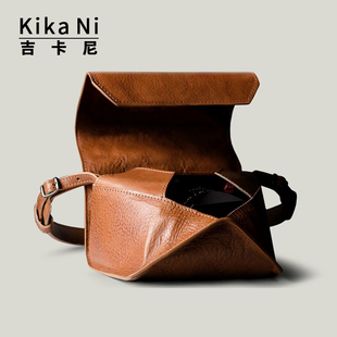 吉卡尼设计感折叠单肩斜挎相机包真皮徕卡微单相机单肩包高级定制