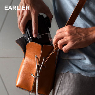 kikani大容量微单相机包单肩包个性 小众真皮摄影包斜挎男头层牛皮