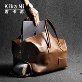 吉卡尼 轻奢行旅袋登机包真皮手提旅行背包大容量短途旅行包潮男