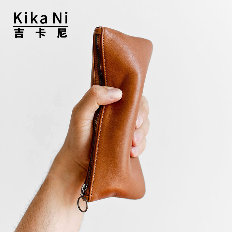 吉卡尼 植鞣牛皮手工真皮笔袋大容量笔袋铅笔钢笔收纳皮袋化妆包,文具电教/文化用品/商务用品,笔袋,淘宝优惠券,粉丝福利购,淘宝优惠卷