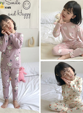 秋冬纯棉家居服女童内衣套装