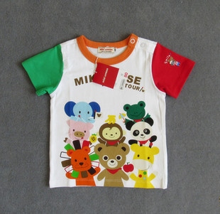 小海丽 夏款童 男女儿童好朋友动物园全棉短袖T恤 宝宝日系短袖