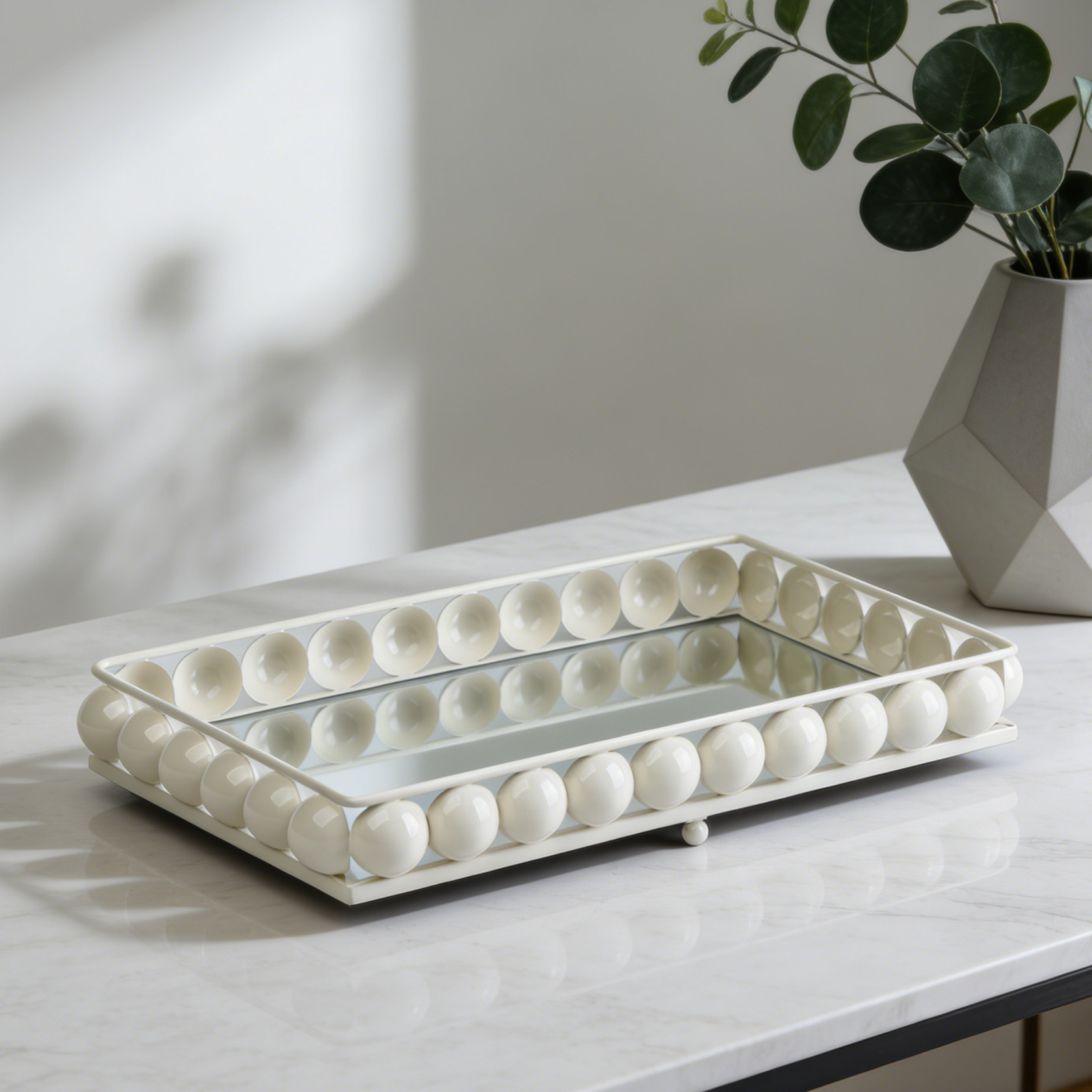 球球托盘客厅桌面杂物收纳铁艺置物盘法式高级感玄关甜品收纳盘