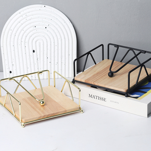 北欧风轻奢铁艺高级感纸巾盒纸巾置物架方形餐巾纸座立式纸巾架