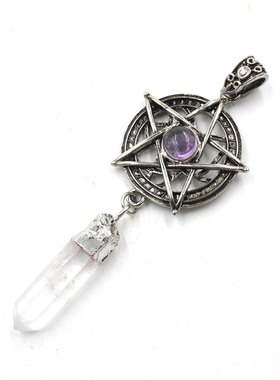 水晶包珠星盘白水晶柱挂件吊坠项坠配件