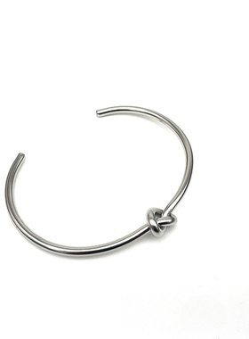 加格 冷淡风C开口打结手镯情人结可调节手镯钛钢气质简约打结手镯