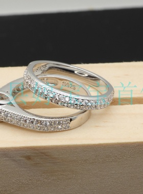 les百合微镶套戒 白铜求婚戒指女情侣眷恋如昔对戒锆石女戒