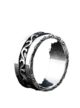 钢铁战士复古个性饰品 典雅雕花戒指 男士不锈钢时尚尾戒