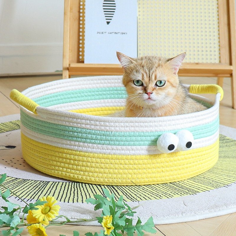 藤编猫窝大眼萌猫吊床夏天凉窝垫子棉绳编织猫咪宠物窝猫床睡觉窝,宠物/宠物食品及用品,猫笼子/猫别墅,淘宝优惠券,粉丝福利购,淘宝优惠卷