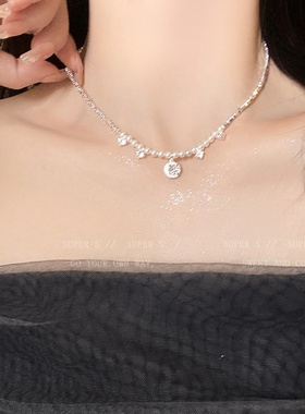 超闪锆石碎银子珍珠项链女年新款choker颈链轻奢小众锁骨链