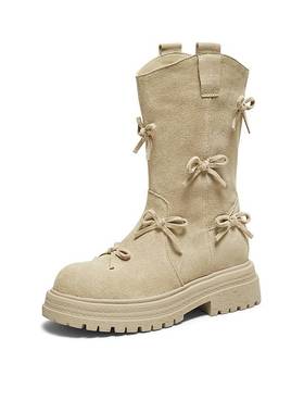 TATA他她复古靴子西部靴厚底堆堆靴休闲靴骑士靴中筒靴CHF01DS5