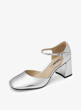 73hours女鞋焦糖咖啡2024秋款法式银色厚底玛丽珍女单鞋AAF62CK4